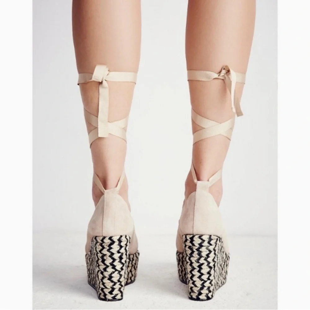 Free People Camel Charade Espadrille Ballet Wedge - size 7 - Picture 3 of 8